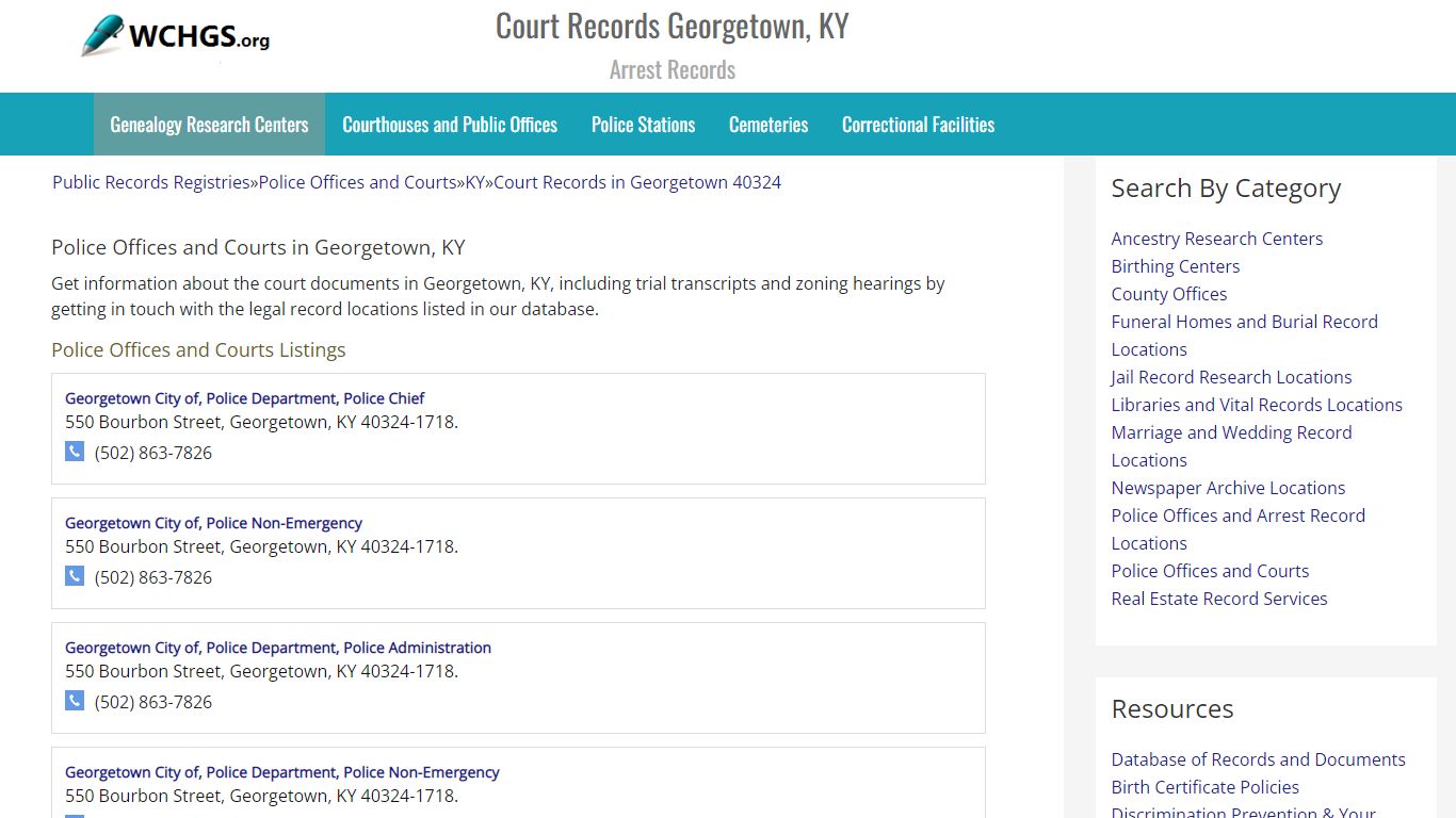 Court Records Georgetown, KY - Arrest Records - WCHGS.org