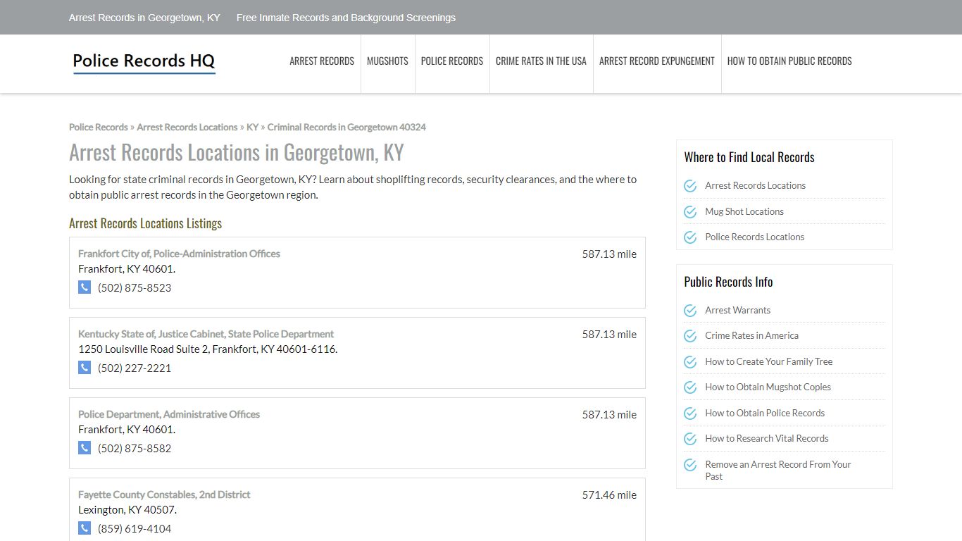 Arrest Records in Georgetown, KY - Free Inmate Records and Background ...